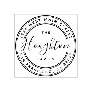 Create Your Own Family Name Round Return Address Rubber Stamp