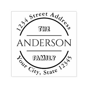 Create Your Own Family Name Round Return Address Self-inking Stamp