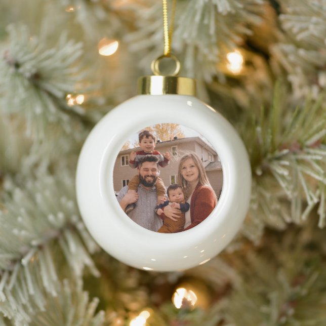 Create Your Own Family Photo Ceramic Ball Christmas Ornament (Tree)