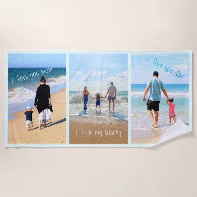 Create Your Own Family Photo Collage Beach Towel (Front)
