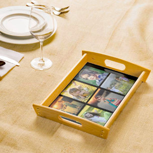 Create your own family photo collage black serving tray