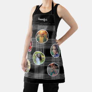 Create your own family photo collage buffalo plaid apron
