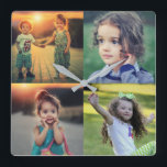 Create your own family photo collage keepsake square wall clock<br><div class="desc">Modern family photo collage keepsake clock.
Add your own photos and create a very personal and unique clock.</div>