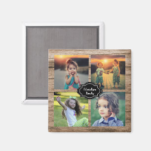 Create your own family photo collage monogram name magnet