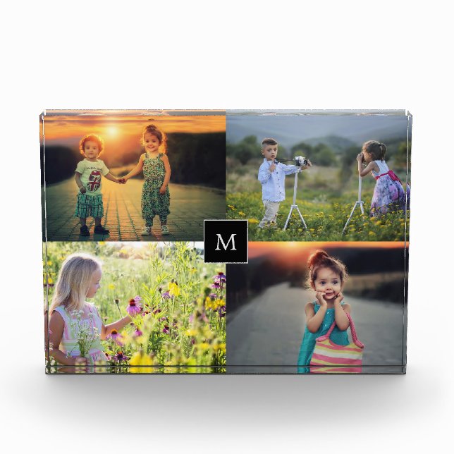 Create your own family photo collage monogrammed block (Front)