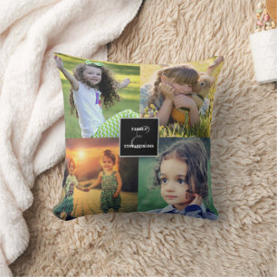 Create your own family photo collage monogrammed cushion