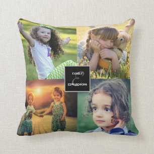Create your own family photo collage monogrammed cushion