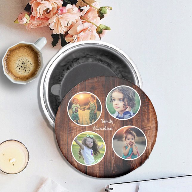 Create your own family photo collage monogrammed magnet (Create your own keepsake, memories, family photo collage magnet. You can also add your own name.)