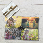 Create your own family photo collage monogrammed placemat<br><div class="desc">Create your own family photo collage monogrammed Cloth Placemat.
Add your most beautiful photos and monogram and create a very personal and unique placemat.</div>