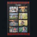 Create your own family photo collage name tea towel<br><div class="desc">Create your own family photo collage name,  chequered pattern,  kitchen towel.
You can personalise it and add your most beautiful photos and name.</div>
