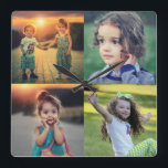 Create your own family photo collage trendy square wall clock<br><div class="desc">Create your own family photo collage trendy Square Wall Clock.
Add your own photos and create a very personal and unique clock.</div>