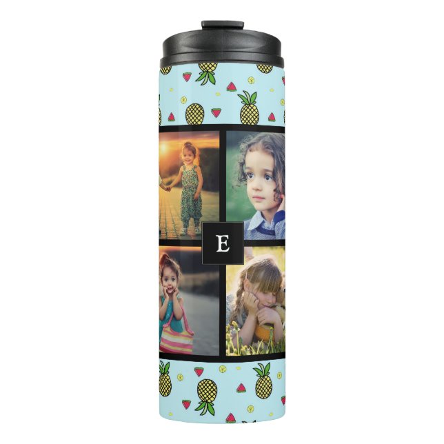 Create your own family photo collage tropical thermal tumbler (Front)