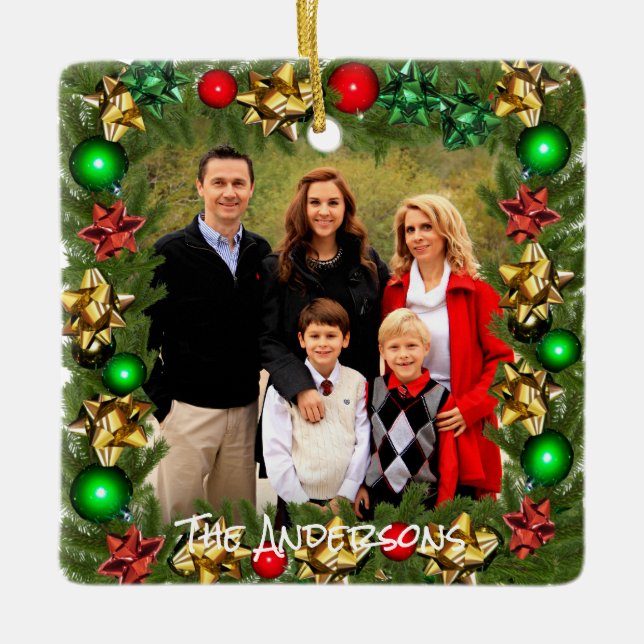Create Your Own Family Photo Decor Border Ceramic Ornament (Front)