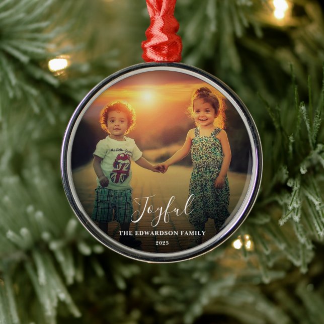 Create your own family photo joyful script metal tree decoration (Tree)