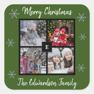 Create your own family photo Merry Christmas Square Sticker