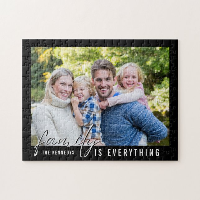 Create Your Own Family Photo Name Quote Holiday Jigsaw Puzzle (Horizontal)