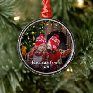 Create your own family photo personal Christmas Metal Tree Decoration