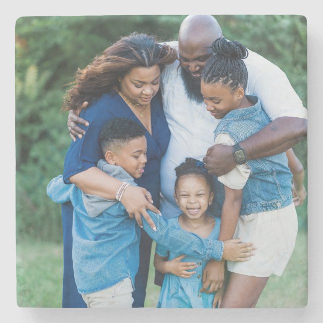 Create Your Own Family Photo  Stone Coaster (Front)