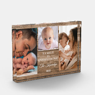 Create Your Own Family Quote 3 Collage Rustic Wood Photo Block