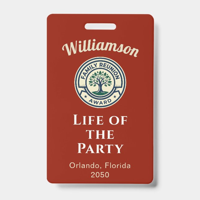  Create Your Own Family Reunion Party Best Award ID Badge (Front)