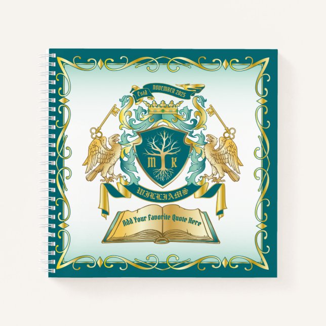 Create Your Own Fantasy Storybook Tree Keys Emblem Notebook (Front)