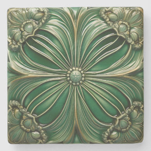 Create Your Own Faux Glazed Clay Green Clover Stone Coaster
