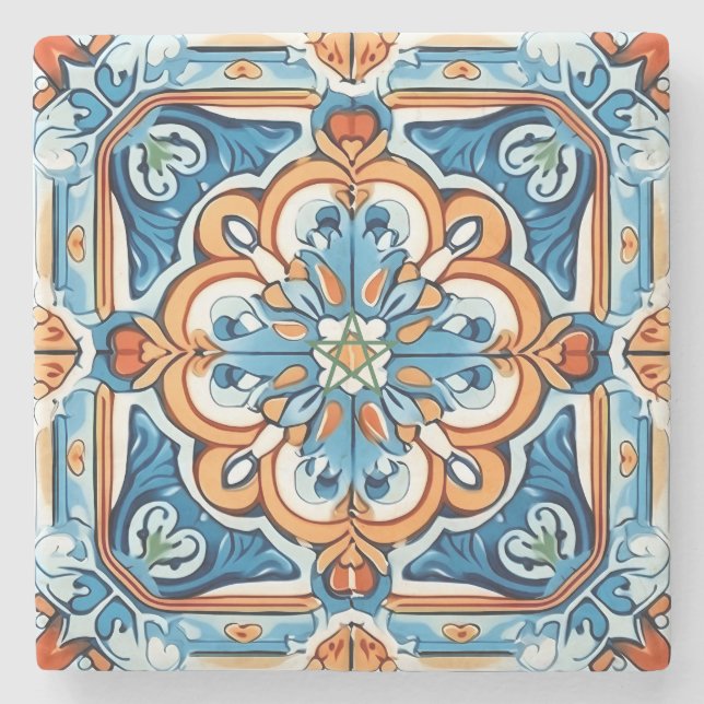 Create Your Own Faux Painted Colourful Floral Stone Coaster (Front)