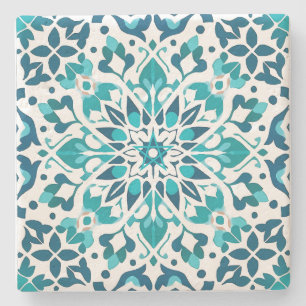 Create Your Own Faux Turquoise Talavera Mandala Stone Coaster
