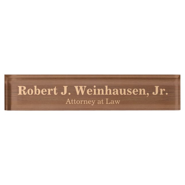Create Your Own Faux Wood Grain Formal Nameplate (Front)