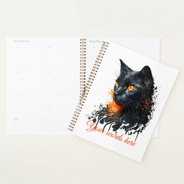 Create Your Own Fiery Black Cat Bust Planner (Display)