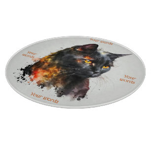 Create Your Own Fiery Black Cat  Cutting Board