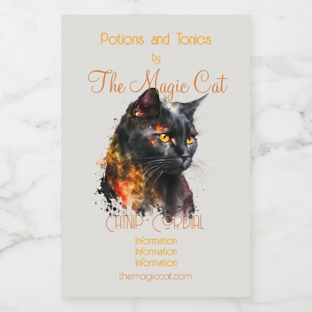 Create Your Own Fiery Black Cat  Wine Label (Single Label)