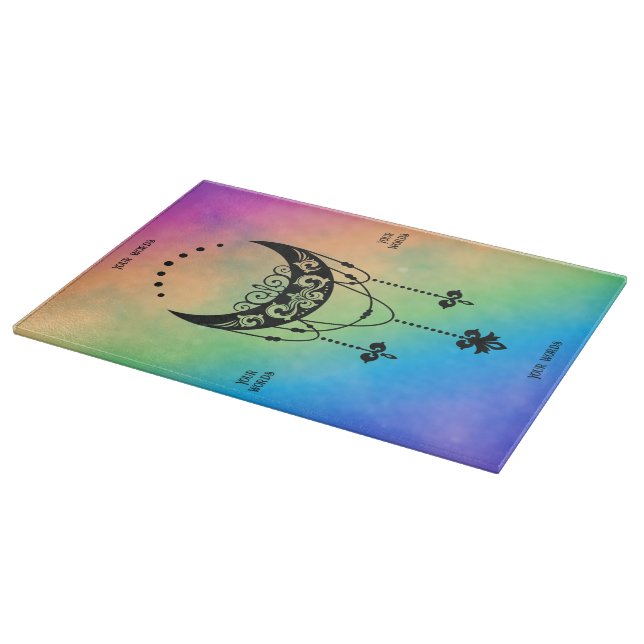 Create Your Own Filigree Boho Moon Silhouette Cutting Board (Corner)