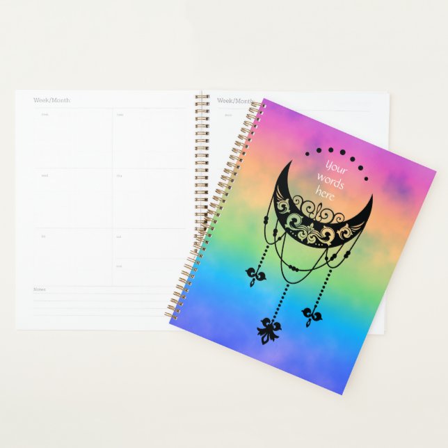 Create Your Own Filigree Boho Moon Silhouette Planner (Display)