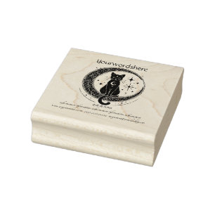 Create Your Own Filigree Crescent Moon Black Cat Rubber Stamp