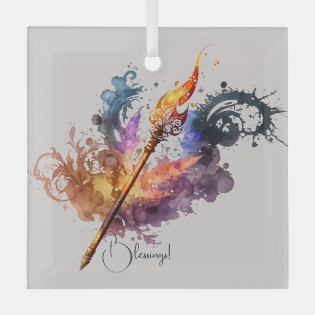 Create Your Own Fire Wand Glass Tree Decoration (Front)