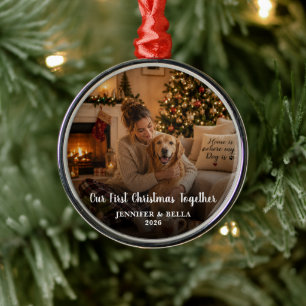 Create your own First Christmas Together dog photo Metal Tree Decoration