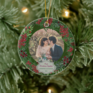 Create your own First Christmas Together photo Ceramic Tree Decoration