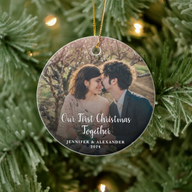 Create your own First Christmas Together photo Ceramic Tree Decoration (Tree)