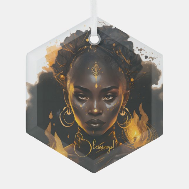 Create Your Own Flaming Golden Witch Glass Tree Decoration (Front)