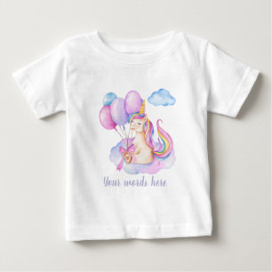 Create Your Own Floating Unicorn Birthday Baby T-Shirt