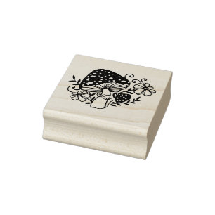 Create Your Own Floral Agaric Mushrooms Toadstools Rubber Stamp