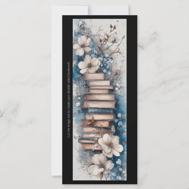 Create Your Own Floral Book Stack Bookmark Card (Front)