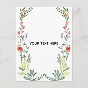 Create Your Own Floral Border Announcement Postcard