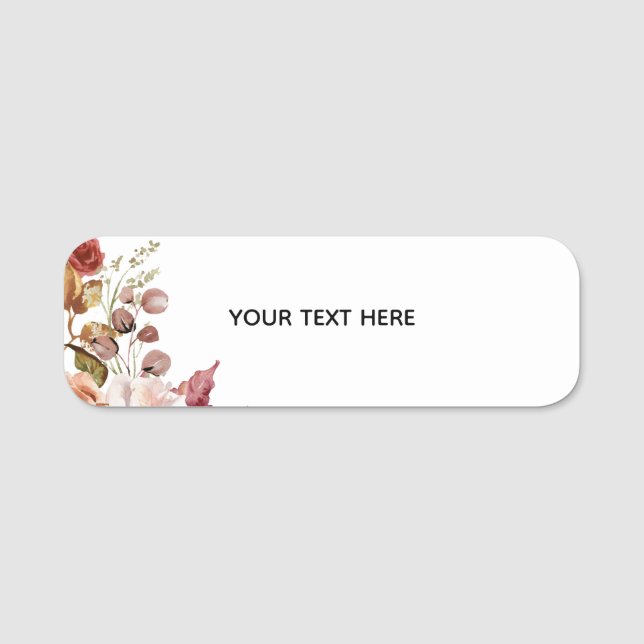 Create Your Own Floral Classic Name Tag (Front)