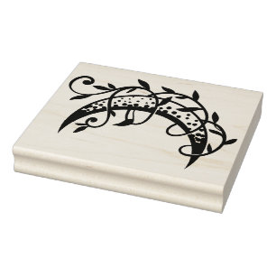 Create Your Own Floral Crescent Moon Ivy Vine Rubber Stamp