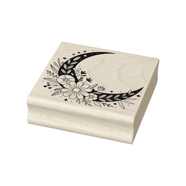 Create Your Own Floral Crescent Moon Rubber Stamp (Stamp)