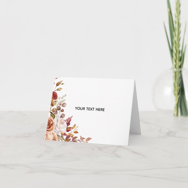 Create Your Own Floral Folded Thank You Card (Front)