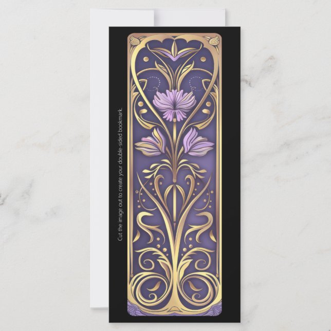 Create Your Own Floral Golden Art Deco Bookmark (Front)