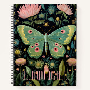 Create Your Own Floral Green Garden Moth Notebook
